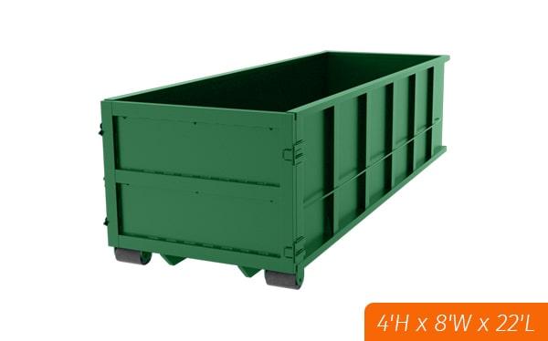 the rental period for the twenty yard dumpsters varies depending on your needs, from a few days to several weeks